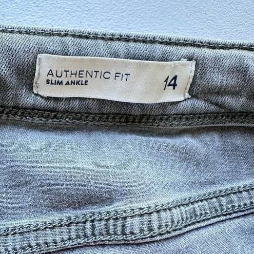 J.Jill  Denim Authentic Fit Slim Ankle Jeans Stretch Cotton Blend Green Size 14