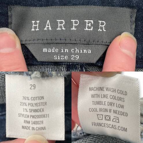 Harper  14" High Rise Cropped Raw Hem Dark Wash 76% Cotton Skinny Jeans 29