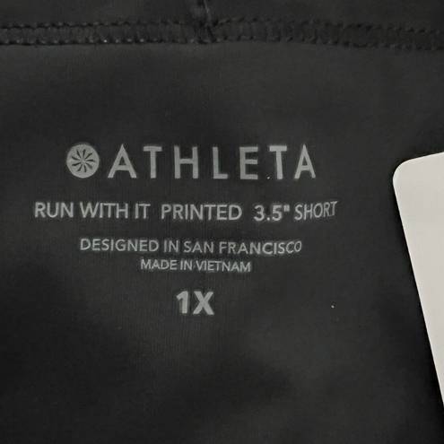 Athleta  Run With It Printed 3.5” Short Gray Black Digital Print Running Shorts