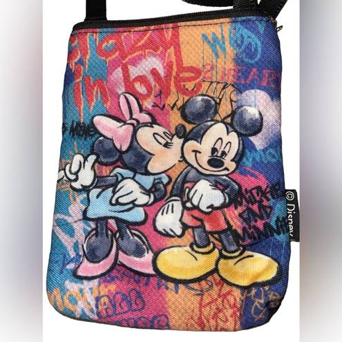 Disney  Mickey & Minnie Crazy In Love Graffiti Crossbody Travel Bag