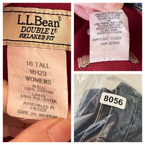 L.L.Bean  Double L Relaxed Fit Flannel Lined Jeans Womens Sz 18 TALL High Rise