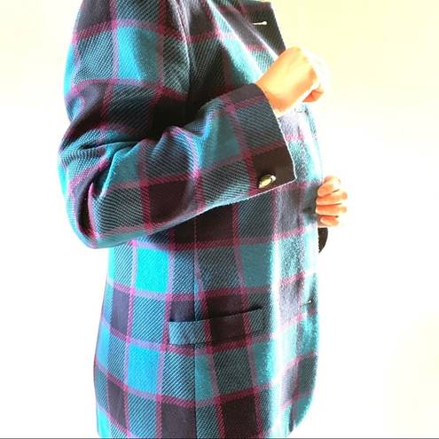 Vintage Blue  & Pink Plaid Blazer Size 12