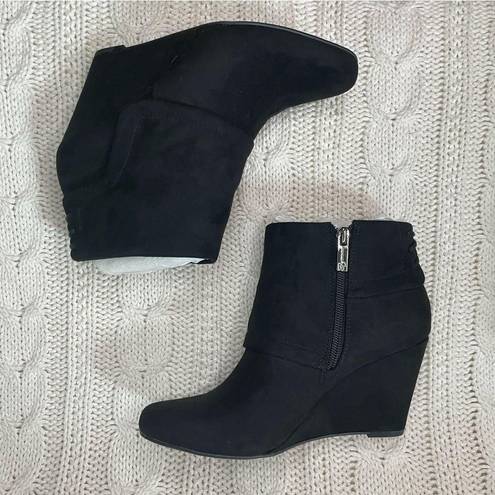 Jessica Simpson  REACA Women Pointed Toe Suede Wedge Bootie In Black