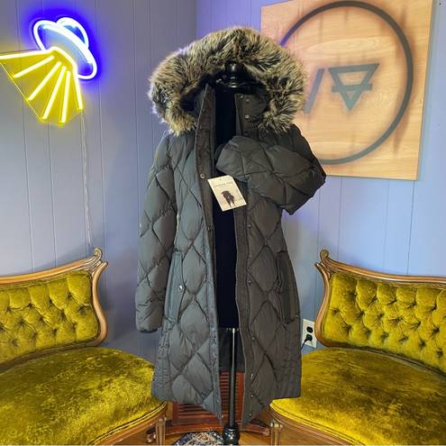 London Fog NWT  Maxi Puffer Coat With Removable Faux Fur Hood