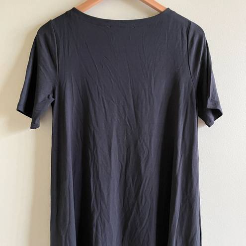 Loft NEW  Short Sleeve T-Shirt Shift‎ Dress Black Button Detail Size S Cre…