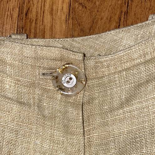 St. John  Sport Fashion Fit Linen Tan Trousers GUC Sz 8 Women’s Wide Leg