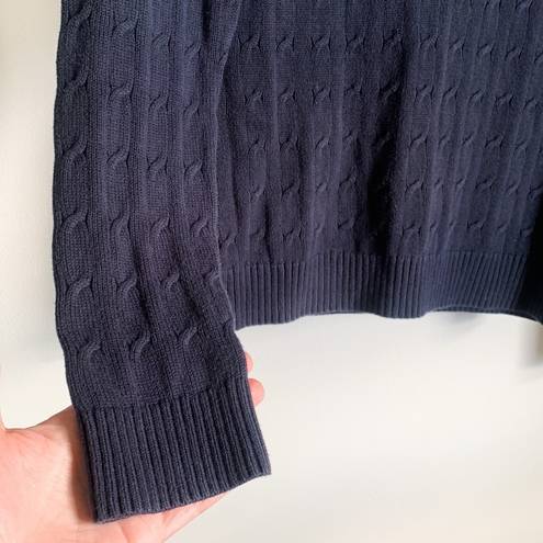 Brooks Brothers  346 Navy Blue Cable Knit Crew Neck Sweater Small