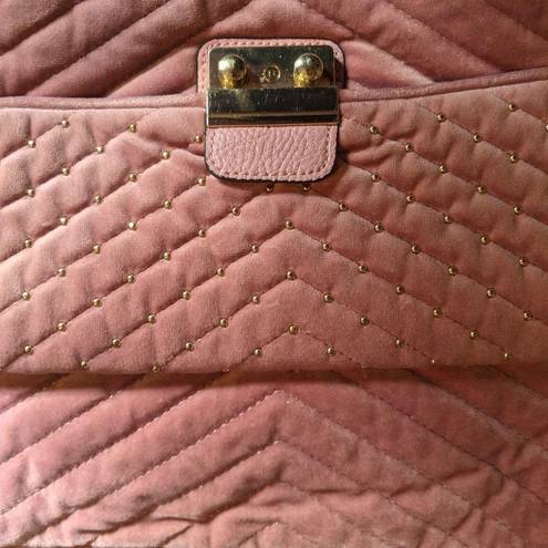 Big Buddha  Pink Velvet Quilted Chain Crossbody Bag