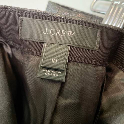 J.Crew  Lamé Pleated Mini Skirt, Size 10, Accordion Pleats, Black Shimmer, Sparkle