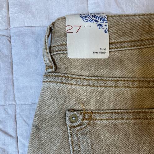 Pilcro NWT  Tan w/ Light Floral Paisley Print Mid-rise Slim Boyfriend Jeans - 27