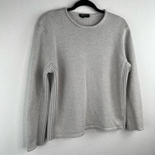 DKNY  Light Gray Rounded Crew Neck Heavy Sweater Oversized Large