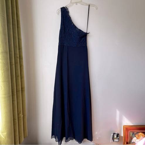 Petal and Pup  Diana Navy Blue Lace One Shoulder Maxi Dress S