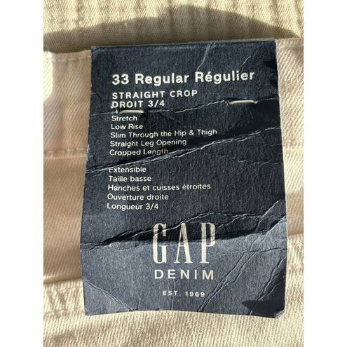 Gap  Denim Straight Crop Low Rise Stretch Women's Size 33 Raw Hem NEW!