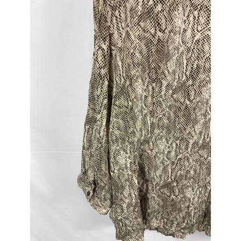 Oscar de la Renta OSCAR  Silk Snakeskin Print Button Up Blouse 18W