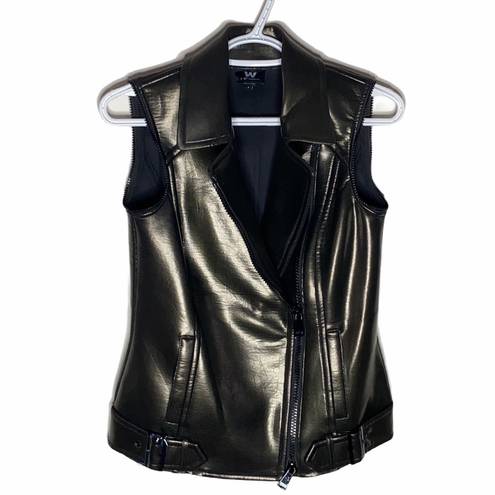 W By Worth Worth zippered faux leather duochrome moto vest size 0