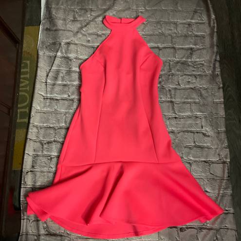 Love Culture Scuba Knit Neon Pink Flare Dress Size  M