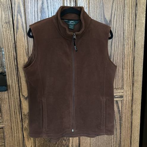 Woolrich  | Fleece Vest in Brown Full Zip Sweater Jacket Outdoor Hiking | large