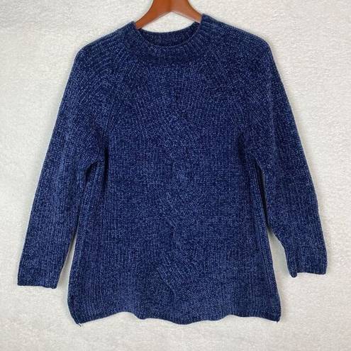 J.Jill  Chenille Women's Sweater Size MP Blue Long Sleeve Casual Soft Chunky