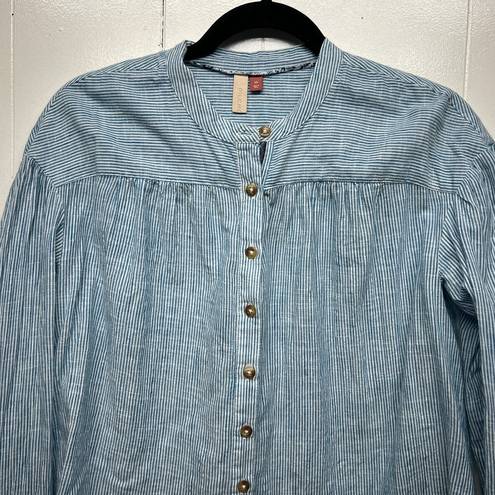 Pilcro  Anthropologie Button Front Long Sleeve Cotton Blue Shirt Women's Size XS