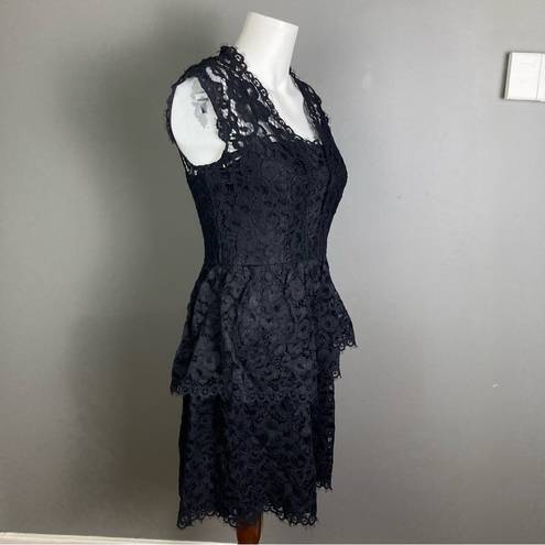 Shoshanna  dress size 6 black lace tiered sleeveless modest vamp