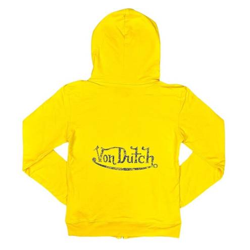 Von Dutch  Purple Logo Yellow Full-Zip Hoodie