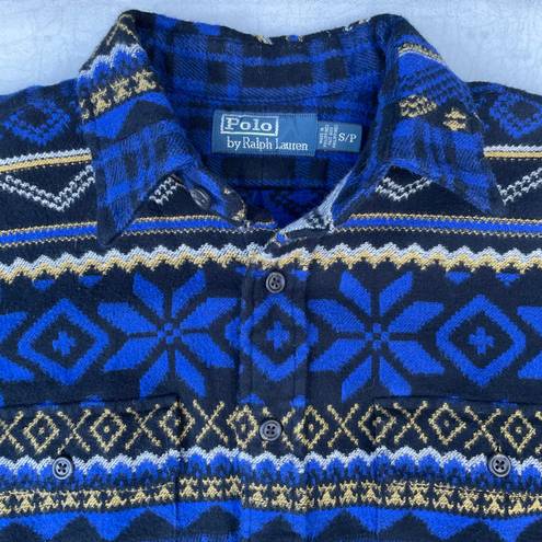 Polo Ralph Lauren Blue Flannel Southwestern Button Up Long Sleeve T-shirt