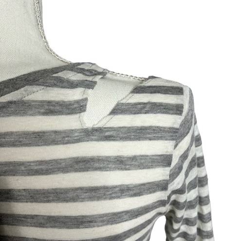 n:philanthropy Manhattan V Neck Tee Size S Heather Grey Stripe Shoulder Cut Out