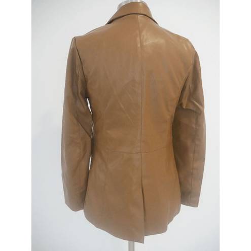 Laundry by Shelli Segal  Women's Brown Faux Leather Blazer Jacket S