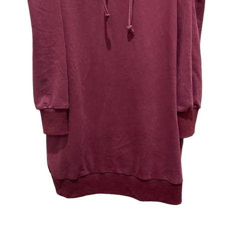 Doe & Rae  Puff Sleeve Sweatshirt Hoodie Dress Size Medium Burgundy Wine