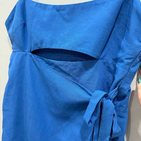 ZARA  Electric Blue Linen Blend Mini Dress/ Romper Size L Brand New w/Tags