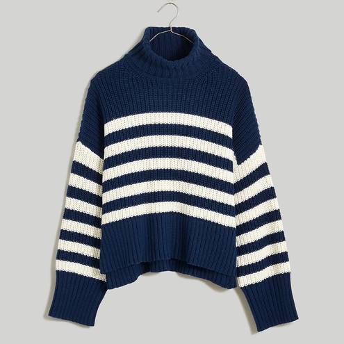 Madewell  Wide Rib Turtleneck Sweater Navy and White Striped Women’s size medium