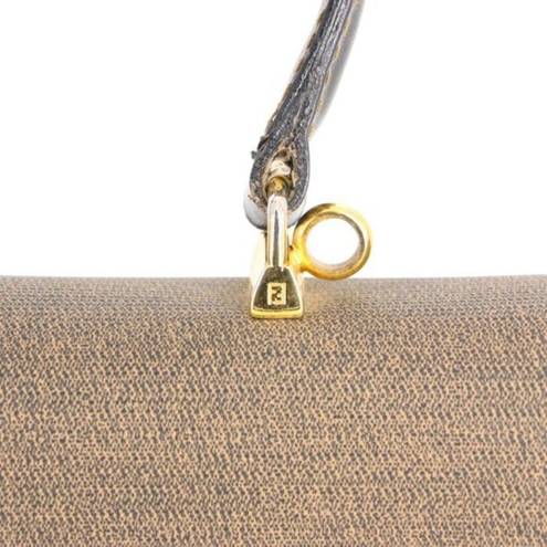 Fendi Authentic Vintage  Oatmeal Coated Canvas Logo Top Handle Handbag