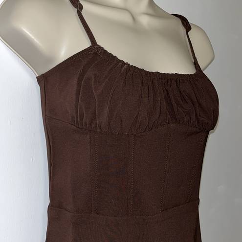 Tic Toc  Bodycon Ruched Corset Waist Mini Dress Brown Women’s M Medium