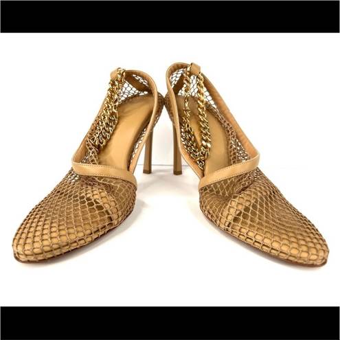 Bottega Veneta  Stretch Chain Ankle Strap Nappa Leather Heel Mesh Pumps Size 39