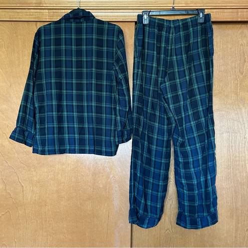 J.Crew  Flannel Long-Sleeve Pajama Set in Black Watch Tartan Size XS