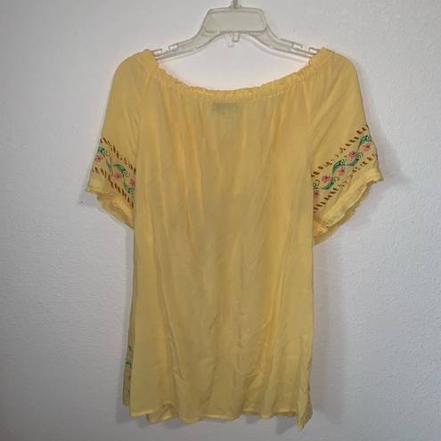 Live and let live  Floral Boho Blouse Ties Yellow L