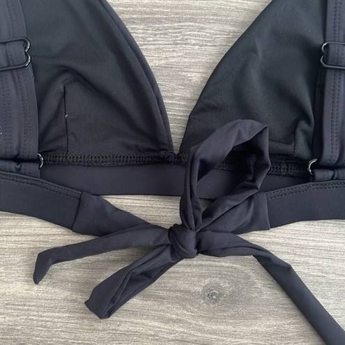 Good American NWT  Sexy Boost Triangle Bikini Top Black Tie Back Size 2 / Medium