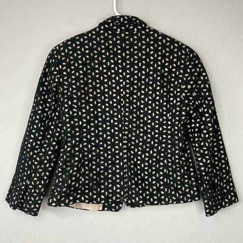 The Loft  Black Eyelet Blazer 0P Cut Out Button Detail Single Button Career