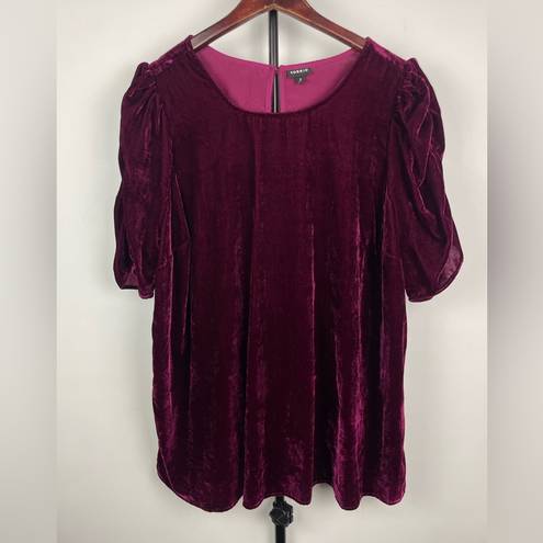 Torrid  Wine Red Crushed Velvet Ruched Caterpillar Short Sleeve Blouse Top