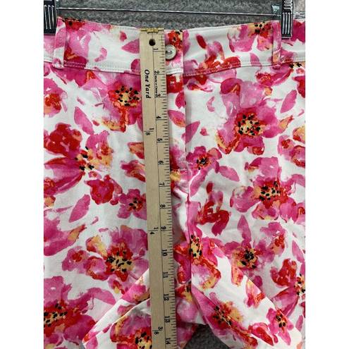 Isaac Mizrahi  Shorts Women 16 Pink Floral Water Color High Rise Stretch Tropical