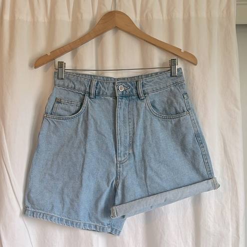 ZARA  High Waisted Light Wash Foldable Multi Length Mom Denim Jean Shorts