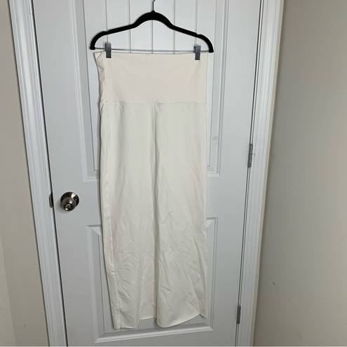 SKIMS  sarong white slit front maxi skirt size large coverup summer beach cruise