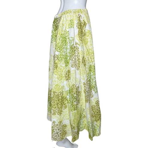 Coldwater Creek  Skirt Women Medium Green White Medallion Print Midi Boho Peasant