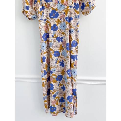 Lush Clothing Lush Boutique Floral Puff Sleeve Midi Dress