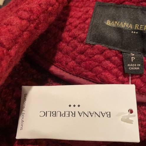 Banana Republic NWT  Knit Collarless Coat Wool Blend Red