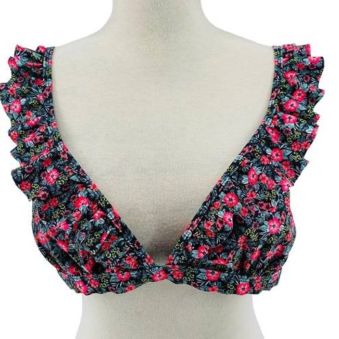 Aeropostale Live Love Dream  Floral Ruffle Triangle Bikini Top Large