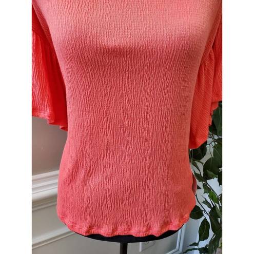 Ten Sixty Sherman  Women's Coral Round Neck Half Sleeve Casual Top Blouse Size L