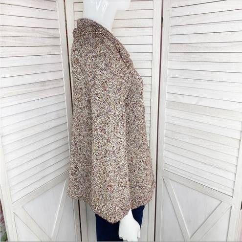 Coldwater Creek  Rainbow Confetti Cardigan Sweater Small Beige 3/4 Bell Sleeve