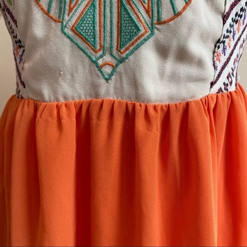 Flying Tomato  Boho Embroidered Bustier Corset Top Orange Summer Dress Small