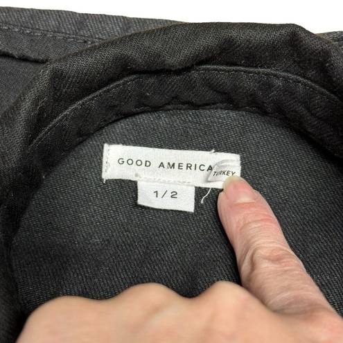 Good American  Black Denim Shacket Jacket Oversized Size 1/2 Minimalist GWS999P